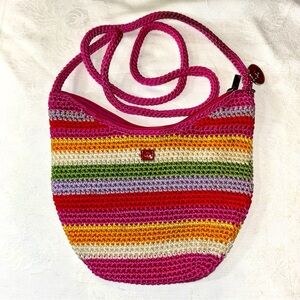 The Sak Crossbody Purse Knitted Crochet Pink Bag Purse Charm Boho Travel